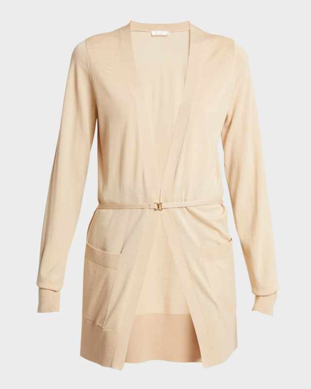 Open-Front Wool Knit Cardigan